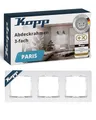 Produktbild: Kopp PARIS 3-fach Abdeckrahmen in Arktis-Weiß - 8,3 x 22,5 cm - Rahmen für Steckdosen & Schalter - Stilvoller Steckdosenrahmen aus Kunststoff - Hochwertiger Lichtschalter-Rahmen