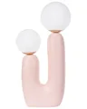 Produktbild: Tischlampe Harz pastell rosa mit Glasschirm 2-flammig 40 cm hoch modern Tulun