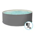Produktbild: Stahlwandpool EDITION GRAU rund 350x120cm Pool Folie sand Einzelbecken Skimmer
