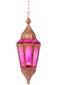 Produktbild: Orientalisches Windlicht hängend Laterne Glas Lalita Pink 41 cm groß | Orientalische Teelichthalter Hängewindlicht mit Henkel orientalisch | Marokkanische Windlichter als Hängewindlichter