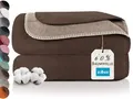 Produktbild: ZOLLNER Kuscheldecke zweifarbig in 150x200 cm - kuschelige Sofadecke in Dunkelbraun - waschbar bis 40°C - langlebiges Mischgewebe - Hotelwäschequalität - Oeko Tex® Zertifiziert