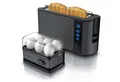 Produktbild: Arendo Frühstücks-Set (2-tlg), 2-Scheiben Toaster und 6-fach Eierkocher, Edelstahl, Cool Grey