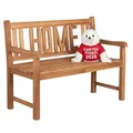 Produktbild: MR. DEKO® Gartenbank Motiv Teakholz | Holzbank mit Lehne | Friesenbank für draußen | 2-Sitzer 120x60x94 cm | Sitzbank Teak massiv & wetterfest Garten Balkon Terrasse | Parkbank zum Relaxen (Home)
