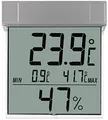 Produktbild: TFA Dostmann Digitales Fenster-Thermo-Hygrometer Vision, 30.5020,mit Außentemperatur und Luftfeuchtigkeit außen, wetterfest, großes Display, silber