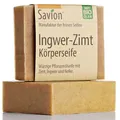 Produktbild: Savion Ingwer-Zimt Körperseife, Würzige Pflanzenölseife, Palmölfrei, Vegan, Tierversuchsfrei, 80g