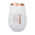 Produktbild: Der-Porzellan-Laden Windlicht mit Gravur Freundschaft ist wie EIN Leuchtturm, Weiß Bronze, Teelichthalter aus Glas mit Spruch, Tischdeko modern