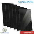Produktbild: 1200W Balkonkraftwerk Solarmodule Set – 6x Sunshare RAY 200W Solar