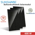 Produktbild: 600W Balkon Solaranlage Set – 3x Sunshare RAY 200W PV Module
