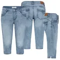 Produktbild: SUBLEVEL Bermudas Damen Capri Hose Jeans Shorts 3/4 Hose Short Bermuda Denim Short blau L / 40
