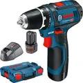 Produktbild: Bosch Akku-Bohrschrauber GSR 12V-15 Professional, 12V / 2,0Ah, mit 2 Akkus, Ladegerät und Koffer