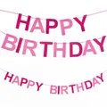 Produktbild: Happy Birthday Girlande in Pink & Rosa aus echtem Filz - Geburtstag Party Deko