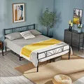 Produktbild: Yaheetech Bettrahmen Metallbett Bettgestell aus Metall, Doppelbett für 140 x 200 cm Matratze, Gästebett für kleine Räume, Schwarz