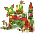Produktbild: Olvy Magnetische Bausteine Montessori Spielzeug - 80 Magnetic Tiles Kinder - Magnetisches Konstruktionsspielzeug Ab 3 Jahre - Smart Playground Magnetbausteine, Magnetset Kinder (Farm)