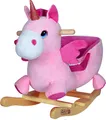 Produktbild: Spielwerk® Schaukeltier Einhorn inkl. Sound Effekt Sicherheitsgurt Plüsch Schaukel Wippe Kinder Baby Spielzeug Balancetraining besonders weich Schaukelpferd