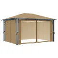Produktbild: vidaXL Pavillon mit Vorhang 400x300 cm Taupe Aluminium