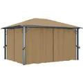 Produktbild: vidaXL Pavillon mit Vorhang 400x300 cm Taupe Aluminium 313894