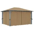 Produktbild: vidaXL Pavillon mit Vorhang 400x300 cm Taupe Aluminium