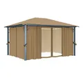 Produktbild: vidaXL Pavillon, Partyzelt mit Vorhang 400x300 cm Taupe Aluminium