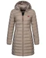 Produktbild: Geographical Norway Damen Winter Jacke Steppjacke Parka Lange Kapuzenjacke Steppmantel Outdoor abnehmbare Kapuze, Farbe:Beige, Größe:XXL (44)