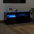 Produktbild: vidaXL TV-Schrank mit LED-Leuchten Schwarz 90x35x40 cm