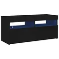 Produktbild: vidaXL TV Schrank mit LED-Leuchten Lowboard Fernsehschrank Fernsehtisch Sideboard HiFi-Schrank TV Möbel Tisch Board Schwarz 90x35x40cm