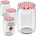 Produktbild: Wellgro Vorratsglas Einmachgläser mit Schraubdeckel TO 82, rot kariert, (50-tlg) 550 ml