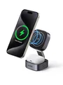 Produktbild: UGREEN MagFlow Qi2 zertifizierte 15W 2 in 1 Ladestation kompatibel mit MagSafe faltbares Wireless Charger für iPhone 17/16/15/14/13, AirPods 2/3, mit 1M Kabel, ohne Netzteil