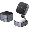 Produktbild: Faltbares induktives Ladegerät Reise 2-in-1 15W mit Mag Qi2 USB-C Ugreen Grau