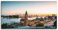 Produktbild: ARTLAND Wanddeko Leinwand Bilder Wandbild Maritim Hamburg Skyline Hafen Elbe Kräne Turm Uhr Landungsbrücken S8PM