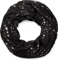 Produktbild: styleBREAKER Damen Loop Schal mit glitzerndem Metallic Sterne All Over Print Muster, Leichter Schlauchschal Einfarbig, Tuch 01016118, Farbe:Schwarz