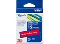 Produktbild: Schriftbandkassette Brother TZe-435, selbstklebend, L 8 m x B 12 mm, rot/weiß