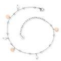 Produktbild: Damen Fußkettchen mit Süßwasserperlen und Schmuckblättchen, Edelstahl Roségol...