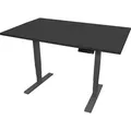 Produktbild: STIER Elektrisch höhenverstellbarer Schreibtisch THA, 160x80cm, schwarz/schwarz, Höhe 560-1210mm, melaminbeschichtete Platte