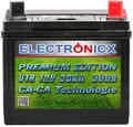Produktbild: Electronicx Premium Rasentraktor Batterie 12V 30Ah Aufsitzrasenmäher Akku Rasenmäher Pluspol Rechts, Starterbatterie für Rasenmähertraktor Aufsitzmäher, 30 Ah U1R.