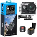 Produktbild: AKASO Action Cam,4K30FPS 20MP WiFi Unterwasserkamera EIS Stabilisierung 170° Weitwinkel Ultra HD Action Kamera mit 4X Zoom und 2x1050mAh Akkus-EK7000 Schwarz