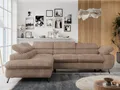 Produktbild: Ecksofa Sofa Braun, Wohnlandschaft L-Form mit Schlaffunktion und Bettkasten, Schlafsofa mit Bettkasten, Sofa mit Einstellbare Kopfstützen, Peter L - Braun Cord - Links Braun