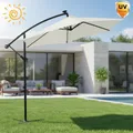 Produktbild: Melko Kurbelschirm Sonnenschirm Garten Terrasse Sonnenschutz - Beige mit LED 3 m