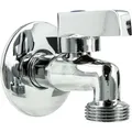 Produktbild: tecuro Mini-Kugelauslaufventil 1/2 Zoll x 3/4 Zoll inkl. Wandrosette, Messing-verchromt