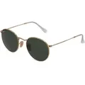 Produktbild: Ray-Ban RB 3447 ROUND METAL Herren-Sonnenbrille Vollrand Rund Metall-Gestell, Gold