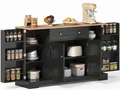 Produktbild: SeedWave Anrichte Modern Küchenbuffet Mehrzweckschrank Beistellschrank mit Viel Stauraum, Türregale mit Schutzgeländern, Wandhalterung für Anti-Kipp Funktion
