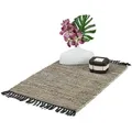Produktbild: Relaxdays Flickenteppich, Grau, Leder, Textil, 60x110 cm, Teppiche & Böden, Teppiche