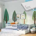 Produktbild: Bellabino Vils Kinderbett 90x200 cm – Kleinkindbett mit Schublade, Matratze, Rausfallschutz & Lattenrost – Montessori Kinder Bett aus Kiefer Massivholz in Weiß – für Jungen & Mädchen mit Stauraum