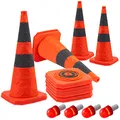 Produktbild: 4 Pack 28 Zoll zusammenklappbare Verkehrskegel/Verkehrskegelschild/Mehrzweck-Popup-Reflektierender Sicherheitskegel, OrangeGröße: 70 cm