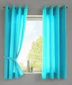 Produktbild: Gardinenbox 2er Set Vorhänge Schal Ösen »Berlin« HxB 145x140 cm Türkis Blickdicht Microsatin Lichtdurchlässig Uni Matt, 20405N2