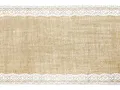 Produktbild: Tischläufer Jute 28cm x 2.75m Rolle Juteband mit Spitze Hochzeit Gartenparty Tischdeko Vintage Deko
