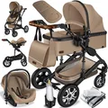 Produktbild: KESSER® Loops Kinderwagen 4 in 1 Kombikinderwagen Komplett-Set auch als Buggy für Kinder bis 4 Jahre inkl. Babywanne, Babyschale + Fußsack, Korb, Wickeltasche, Regen- & Insektenschutz & Flaschenhalter