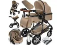 Produktbild: KESSER® Loops Kinderwagen 4 in 1 Kombikinderwagen Komplett-Set auch als Buggy für Kinder bis 4 Jahre inkl. Babywanne, Babyschale + Fußsack, Korb, Wickeltasche, Regen- & Insektenschutz & Flaschenhalter