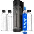 Produktbild: SODAPOP Wassersprudler Logan matt schwarz, 2x 850ml + 1x 600ml Glasflaschen + 1x CO2 Zylinder - Schwarz