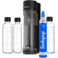 Produktbild: Sodapop Wassersprudler Logan, inkl. 3x Glasflasche (2x 850 & 1x 600 ml) und 1x CO₂-Zylinder, Matt Schwarz, Höhe 42,6 cm