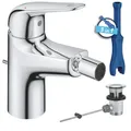 Produktbild: GROHE Swift, Bidetarmatur, wassersparend (WC Dusche für die Toilette im Bad, Kugelgelenk-Mousseur, mit Zugstangen-Ablauf, 15cm hoch, mit 3in1 Werkzeug, einfache Installation), chrom, 24332001